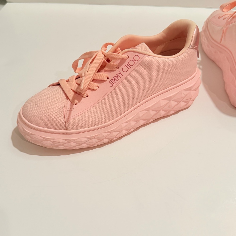 Iconic Jimmy Choo Blush Pink Platform Sneakers Size 7.5 - Picture 8 of 16